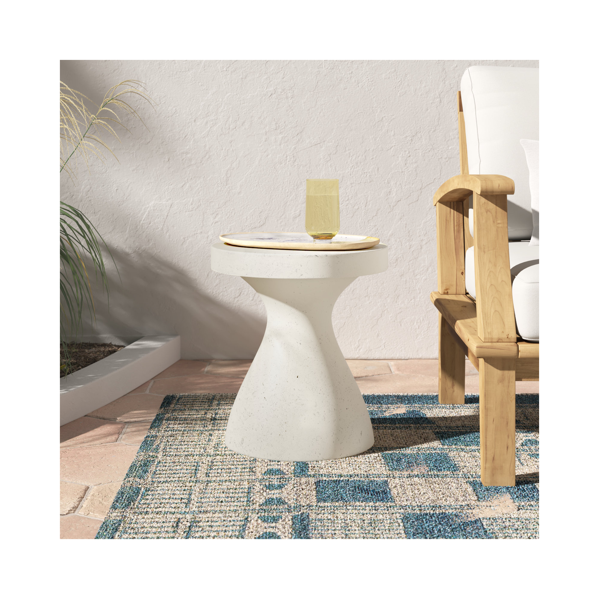Dodger 15.75'' Concrete Outdoor Side Table, Textured White