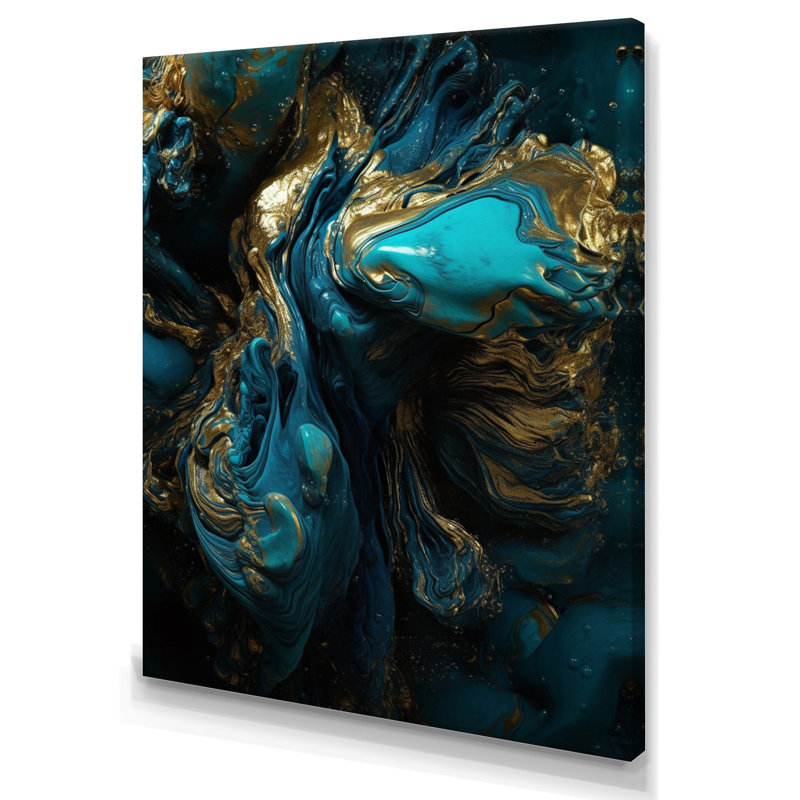 Abstrait liquide, reproduction sur toile, H 32 po x l 16 po x P 1 po, Toile tendue