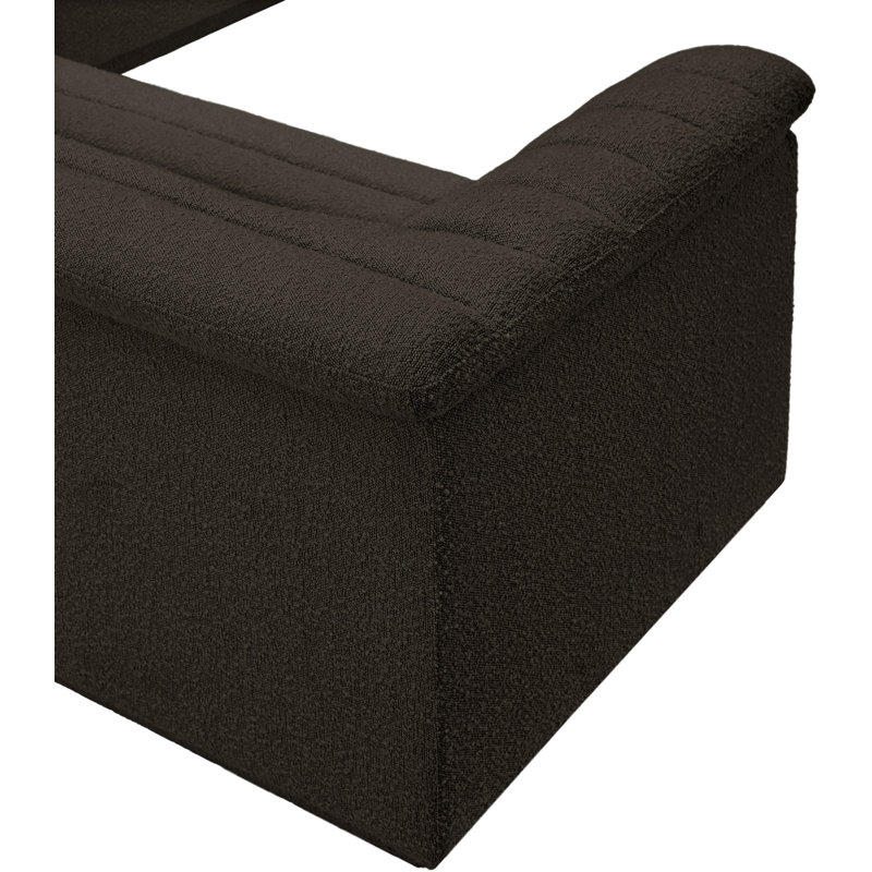 Canapé modulaire rembourré 148 po Iyon, Tissu brun bouclé