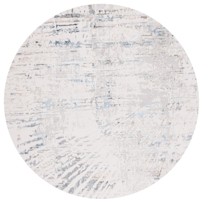 Wayde Abstract Gray/Beige Area Rug, Round 6'7"
