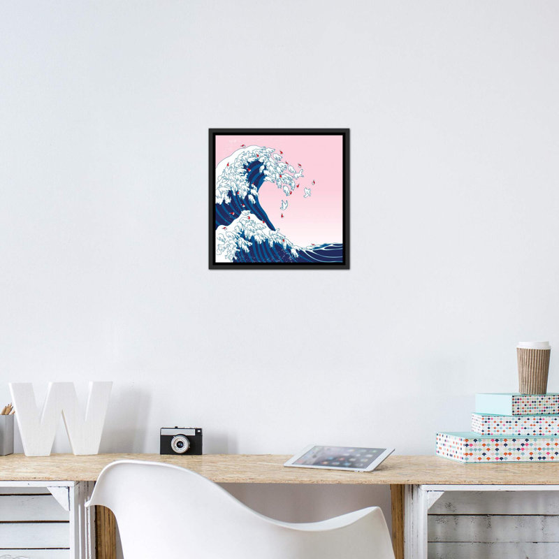 «Christmas Llama Great Waves in Pink» par Big Nose Work - impression d'art graphique, H 18 po x l 18 po x 1,5 po, Aucun mat