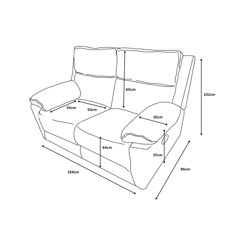 Berthony 2 Seater Chenille Reclining Sofa, Light Grey