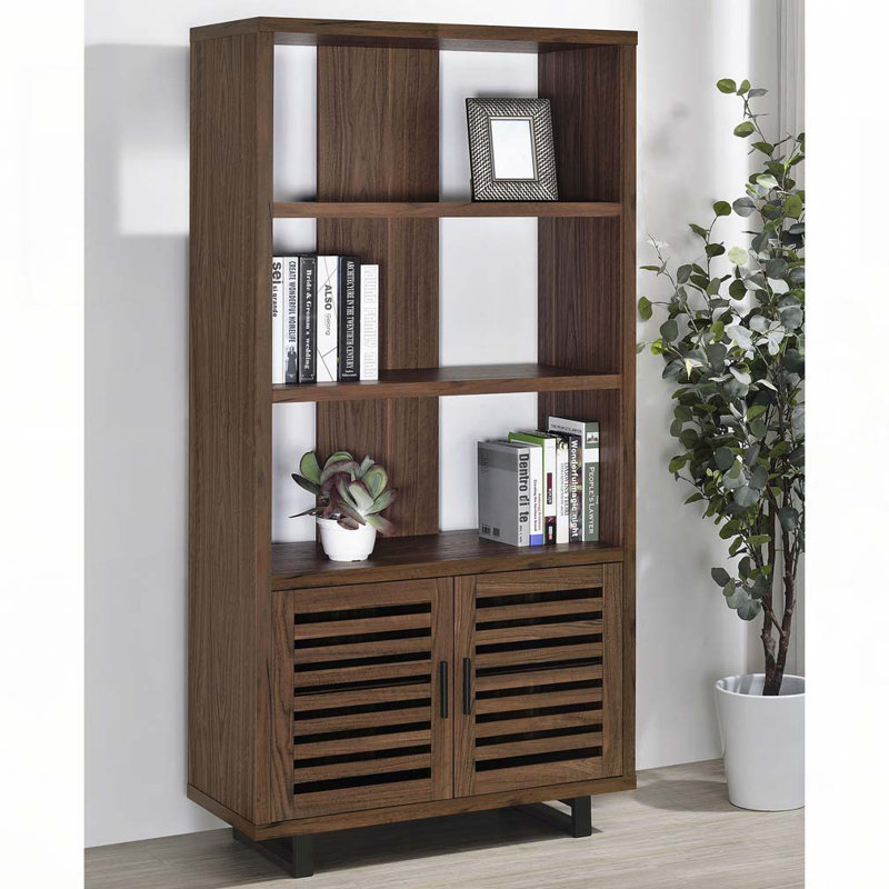 3-Shelf Open Bookcase with Doors