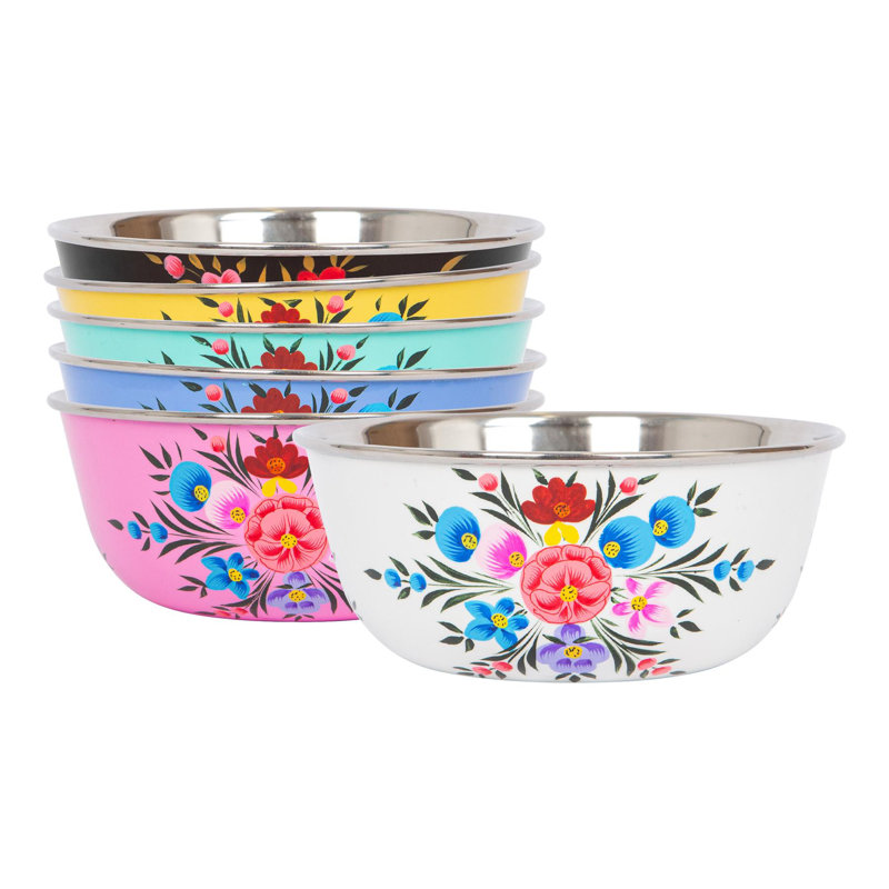 East Urban Home Hand-Painted Picnic Snack Bowl - 14.5cm - Ocean Pansy, Blue