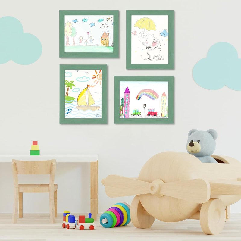 Ensemble de 2 cadres d'art vert olive pour enfants 8,5 x 11