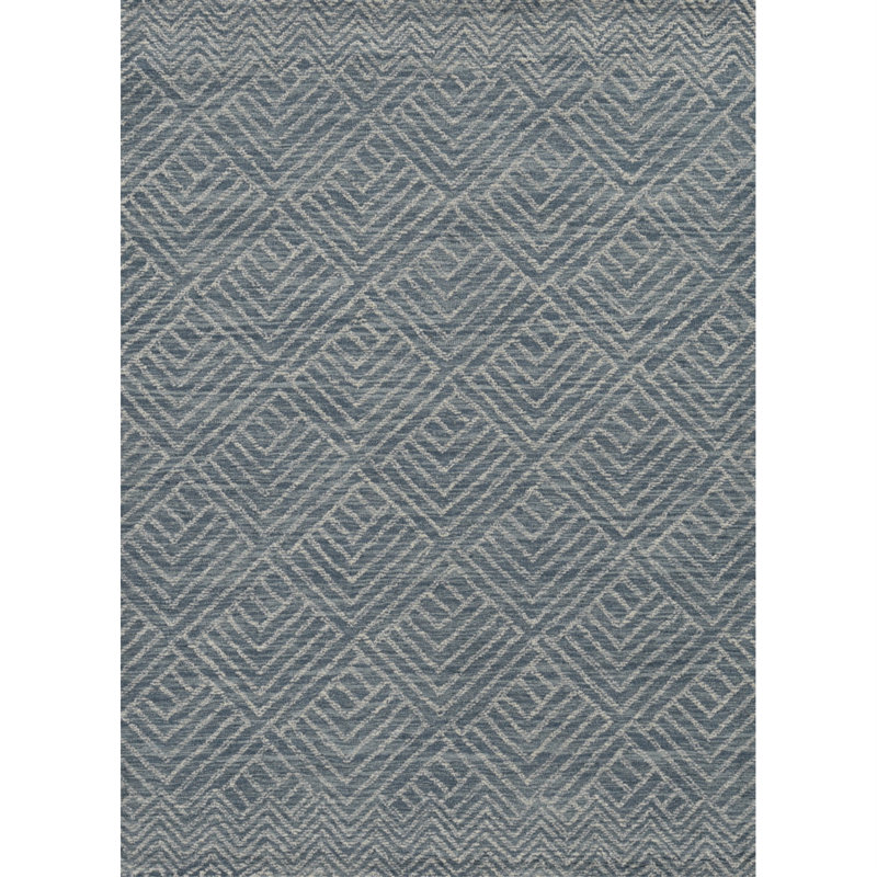 Luisa Geometric Handmade Hand-Tufted Denim Area Rug, Rectangle 5' x 7'