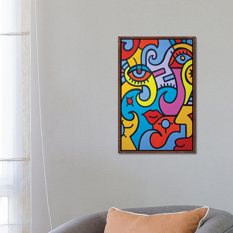 Visual Candy by Billy The Artist - Print on Canvas, 66.04 cm H x 45.72 cm W, Classic Brown Wood Framed