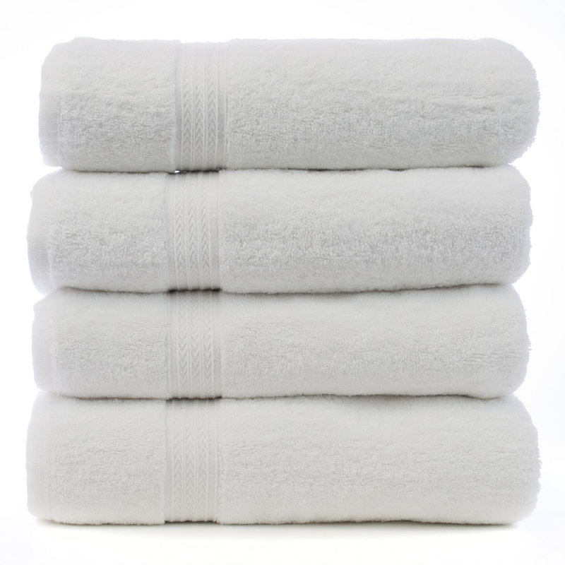 Serviette de bain 100% coton Lower Vobster, Blanc, Serviettes de bain - ensemble de 4