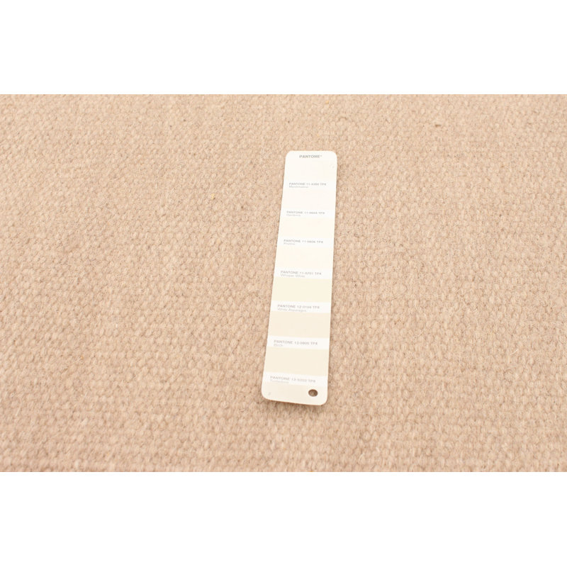 Tapis beige / brun en laine fabriqué à la main Kilim