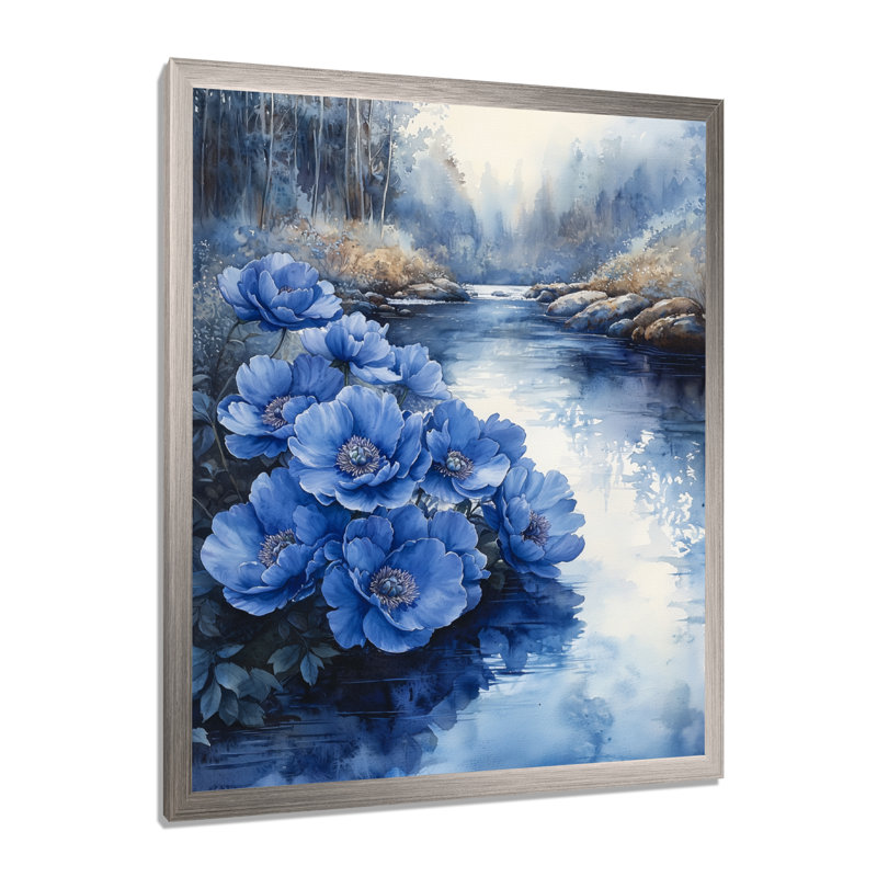 Jacob - reproduction d'art sur toile florale, Argent argent, H 40 po x l 30 po, Reproduction encadrée d'une seule photo