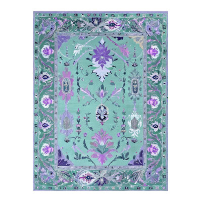 Rio Collection Turquoise Purple Themed Woven Base Modern Decorative Machine Washable Rug