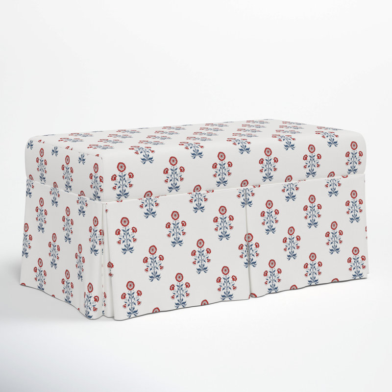 Chaplin Cotton Upholstered Storage Bench, Cappy Floral Red