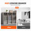 27 Compartments Wood Literature Organizer, Adjustable Shelves, Medium Density Fiberboard Mail Centre, Office Home School Storage for Files, Documents, Papers, Magazines, Grey