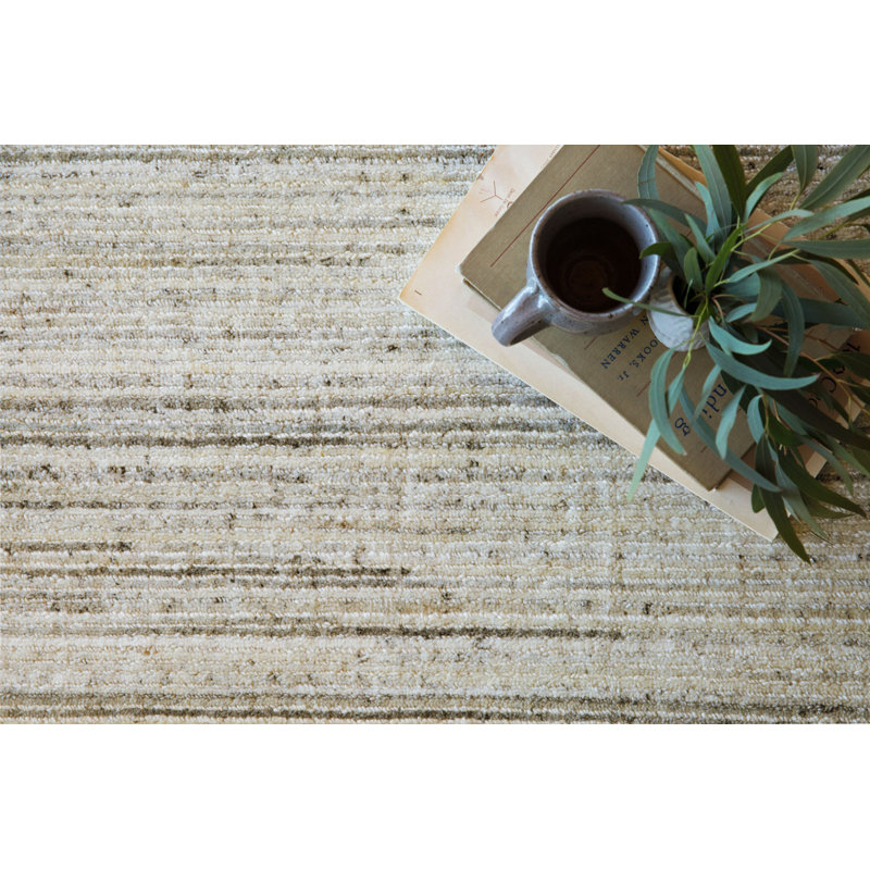 Tapis ivoire noué la à la main Maliyah, Rectangle 12 pi x 15 pi