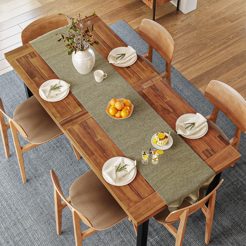 Table de salle à manger pour 6 à 8 personnes, table de salle à manger rectangulaire 70 po, Bois naturel