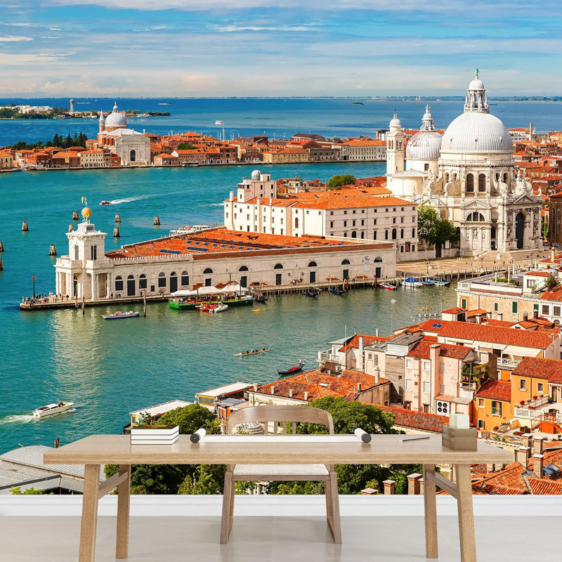 Photographie aérienne Italie Venise Canal Harbor Paysage urbain historique, L 66 po x l 96 po