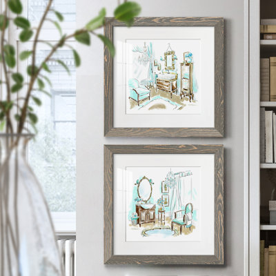 " Blue Opulence I " 2 - Pieces Painting Print