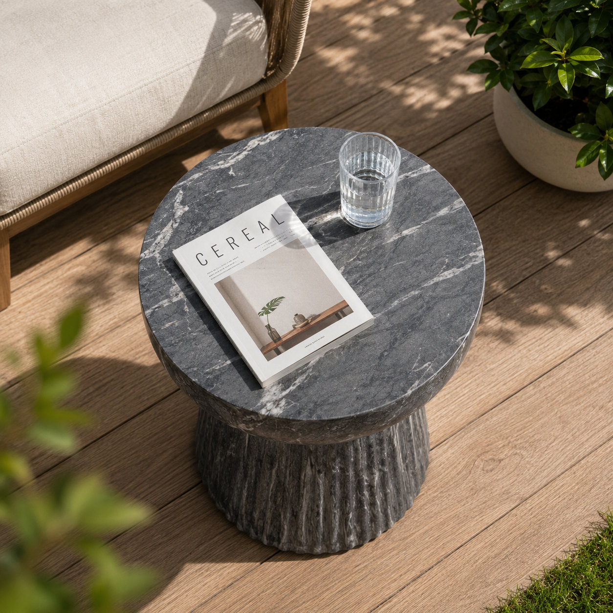 15" Patio Side Table, Dark Gray