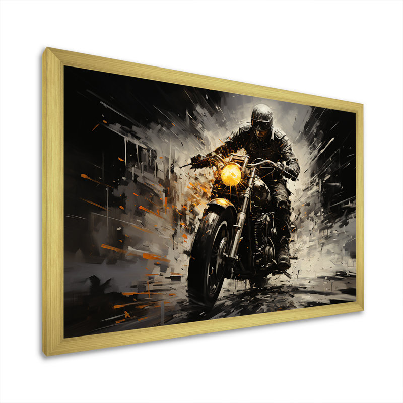 Impressionniste à vélo III sur toile, H 34 po x l 44 po x P 1,5 po, Cadre doré simple