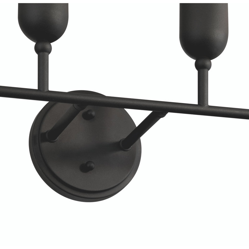 Luminaire de salle de bain à 6 lumières en acier à intensité variable Juno, Noir mat, Clair