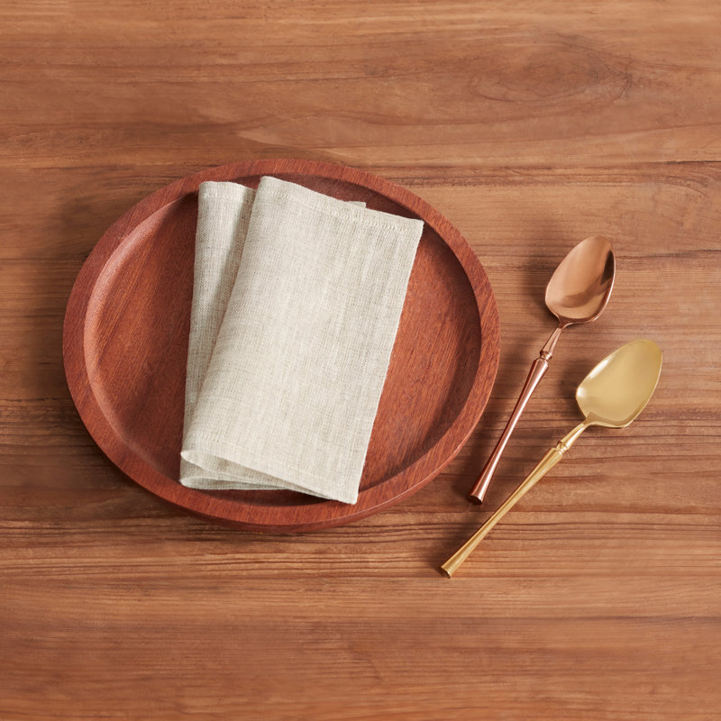 100% Pure Linen Cocktail Napkins - Athena, Light Natural