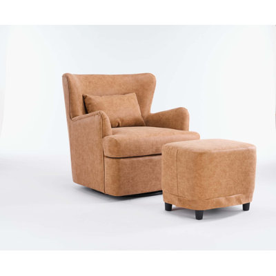 Anannya 29.13'' Wide Swivel Armchair and Ottoman -  Red Barrel StudioÂ®, 5BD4C9B0FF534F77A38D1780AD25D716