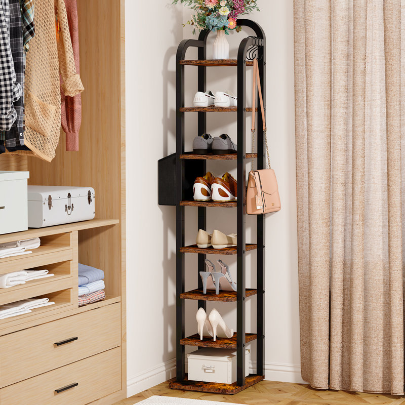 30 Pair Shoe Storage Cabinet, 136cm H x 30cm W x 30cm D, Brown
