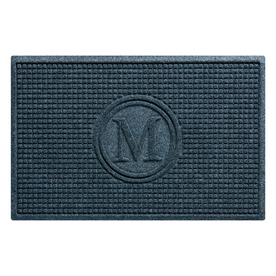 WaterHog Squares Monogram 23 in. x 35 in. Indoor Outdoor Door Mat