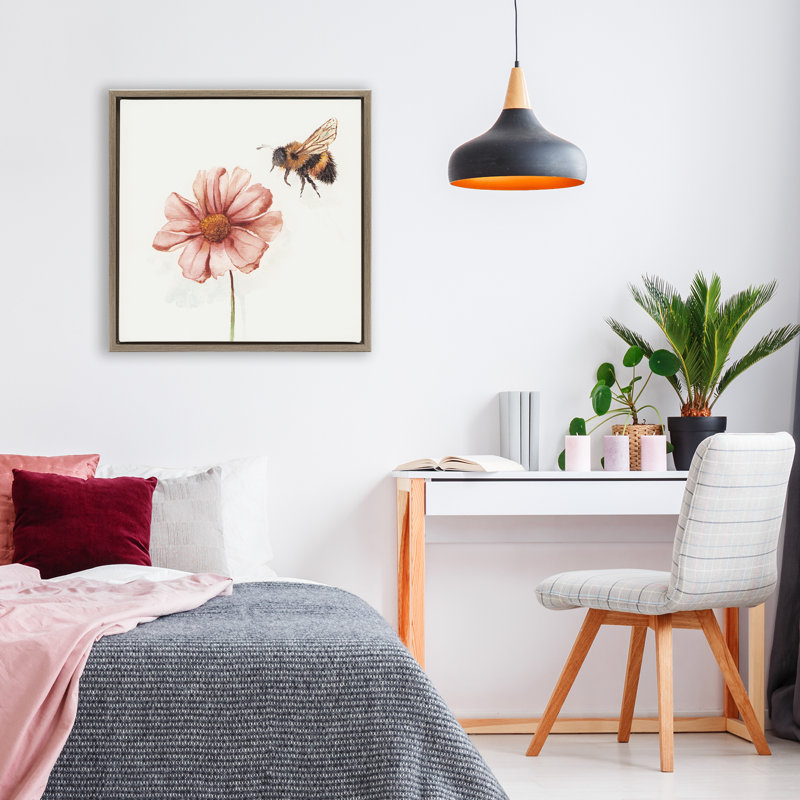 Cadre flottant Spring Pollination Bee, design par Cady, Cadre flottant orme Montalcino, H 18 po x l 18 po