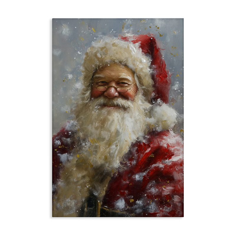 Portrait souriant de père Noël sur toile par Imagine It Images, H 30 po x l 20 po