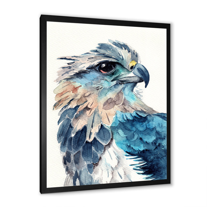 Portrait d'un aigle bleu - peinture sur toile, H 44 po x l 34 po, Cadre photo noir