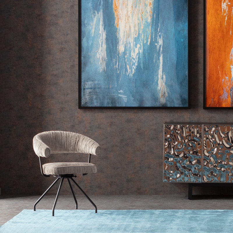 Arabella swivel chair in blue, Silver
