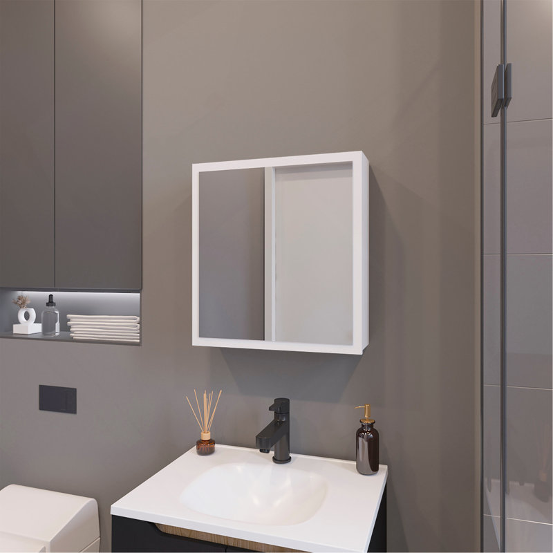 Armoire à pharmacie Morenci avec miroir inclus et 1 porte, Blanc