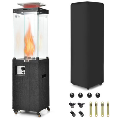 Chauffe-terrasse extérieur au propane 41 000 BTU avec hotte en métal et 4 roues
