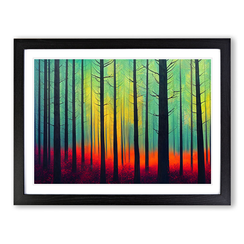 XH1022-6086X Modern Forest Vol.1 - Single Picture Frame Print, 34cm H x 46cm W x 2cm D, Black