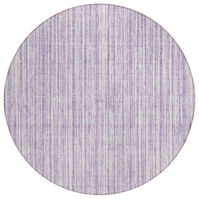 Machine Washable Indoor/Outdoor Chantille ACN760 StripesRug, 8' Round, Lavender