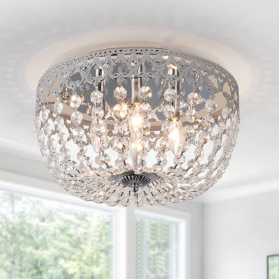 Ealie 15'' 4 - Lights Modern Bowl-Shaped Crystal Flush Mount Lighting Fixture For Living Room/ Bedroom