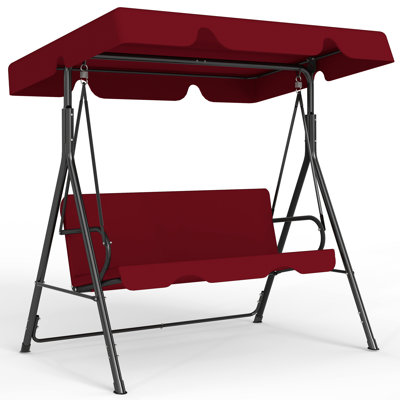 Heavy Duty 3-Person Outdoor Glider Swing with Adjustable Canopy – Patio Bench for Backyard, Porch , Lawn
