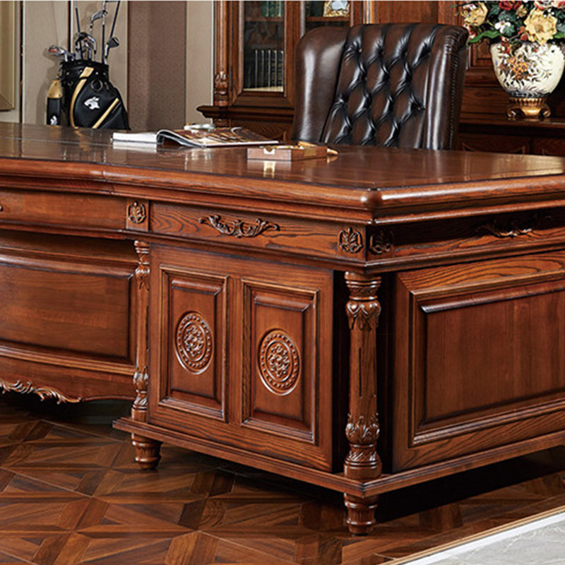 Bureau 125,98 po style américain brun sculpté