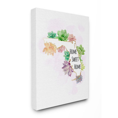«Florida State Home Sweet Home Succulent Watercolor Vignette» par Ziwei Li, reproduction d'art textuel