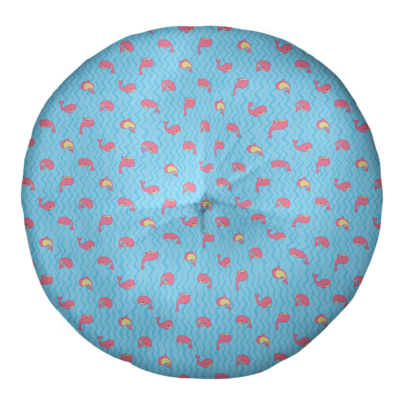 Coussin de sol baleines, 26 po x 26 po, Bleu/rose