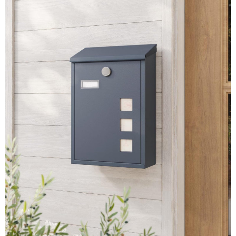 Bellburns Steel Wall Mounted Post Box, Grey