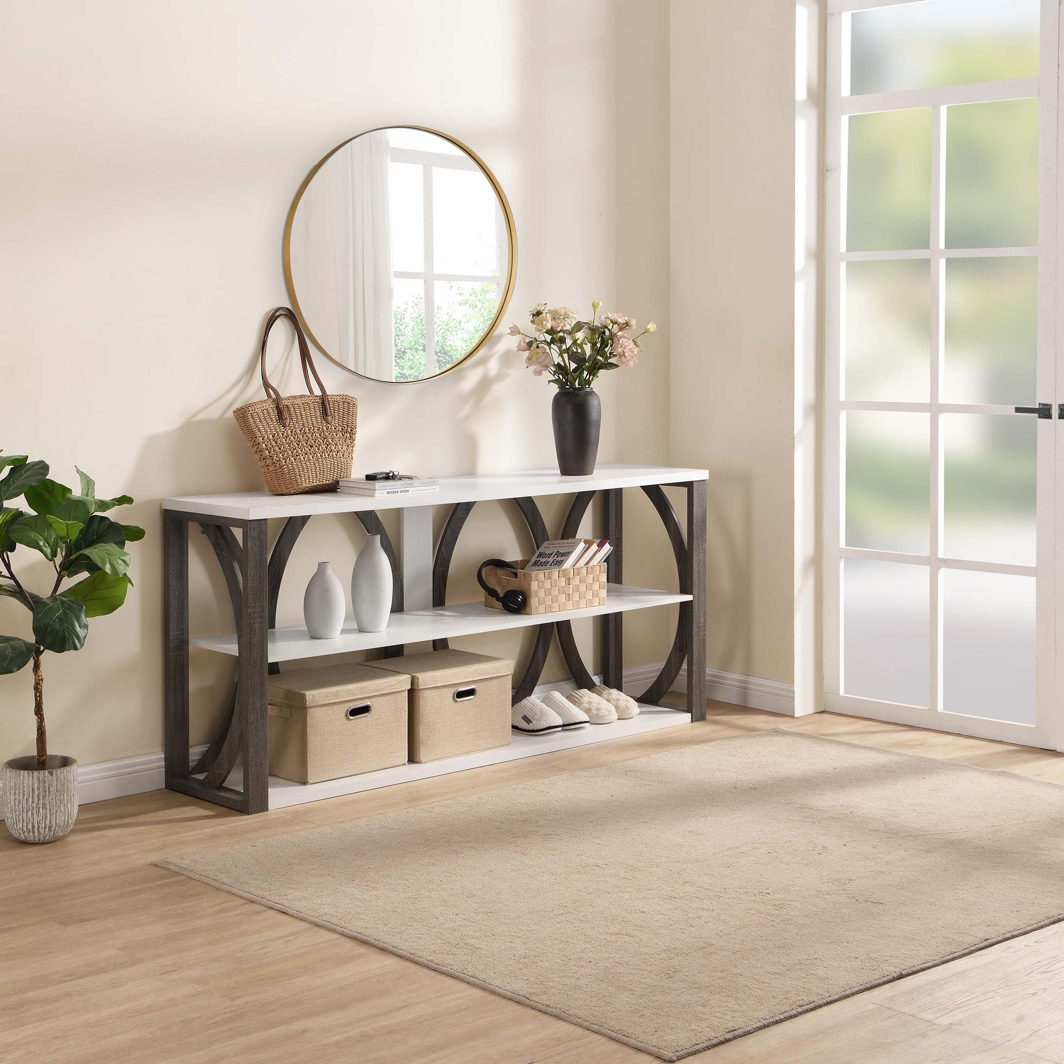 Latitude Run® 3-Tier Industrial Console Table,70.87 inch, Narrow Entry ...