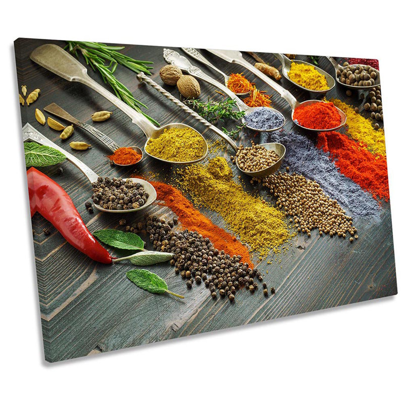 Spooned Spices Herbs Kitchen - Wrapped Canvas Print, 30.5cm H x 45.7cm W
