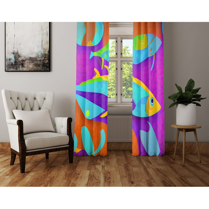 Paire de rideaux semi-transparents en polyester Diavonte, L 20 po x L 52 po