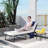 Folding Chaise Lounge Pool Chair With 4-Level Reclining Back, Cushion, Side Pocket, Headrest, Navy Blue-1435710477