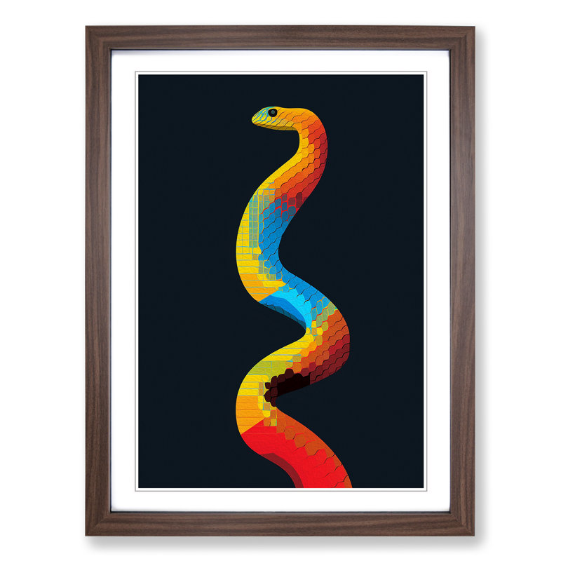 Python Minimalism Art - Framed Print, Walnut Framed, 64cm H x 46cm W x 2cm D