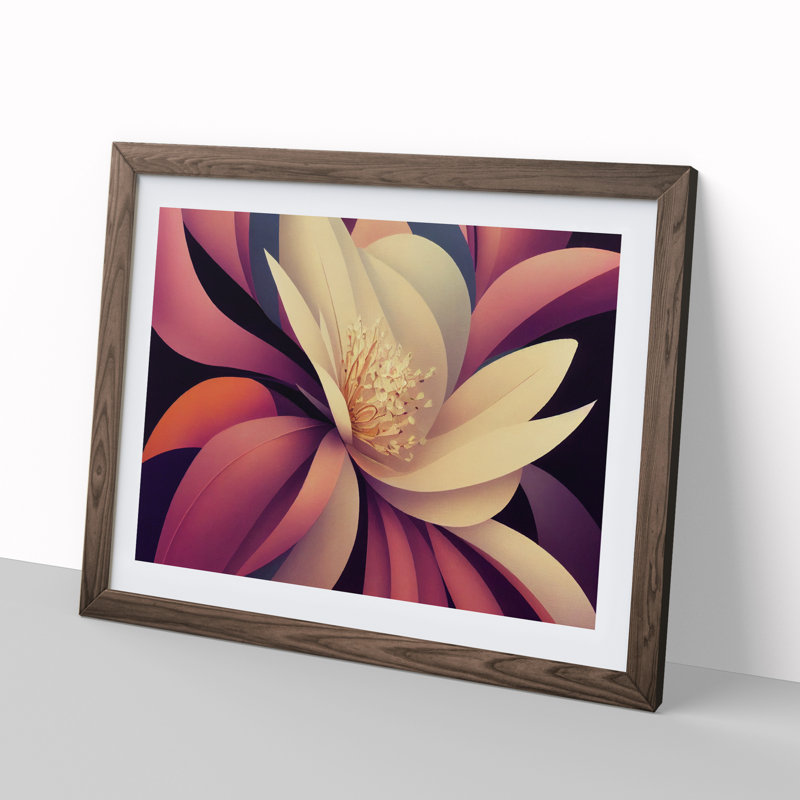 Cosmopolitan Modern Flower - Framed Print, 34cm H x 46cm W x 2cm D, Walnut Framed