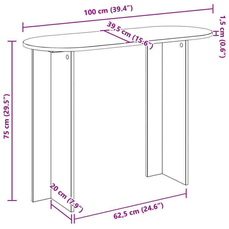 100cm Console Table, Sonoma Oak