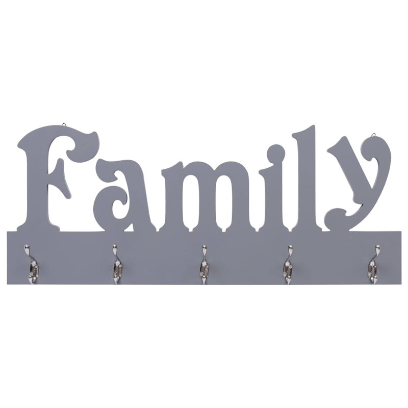 Nusbaum Wall 5 - Hook Wall Mounted Coat Rack, Grey